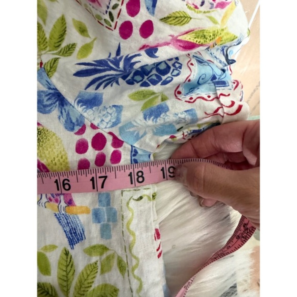 Hester & Orchard -‎ Linen Cotton Blend Cropped Boxy Button Down Tropical Resort - Picture 7 of 8